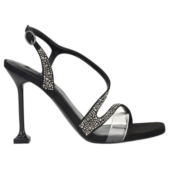 Nine West Women's Nines Heeled Sandal Black/Clear - Picture 2 of 6